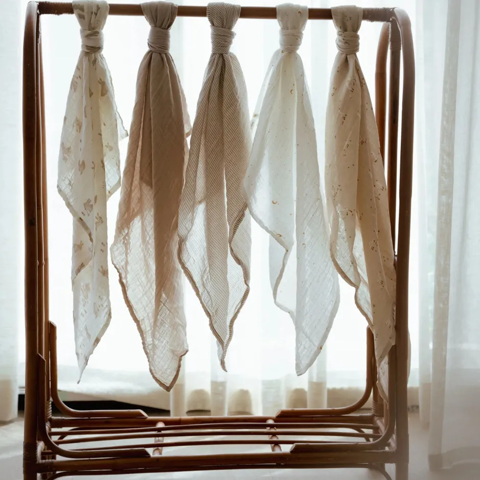 Little Dutch Hydrofiele Doeken|Omslagdoek^Swaddle - Beige - 120 cm - Newborn Naturals - Little Goose