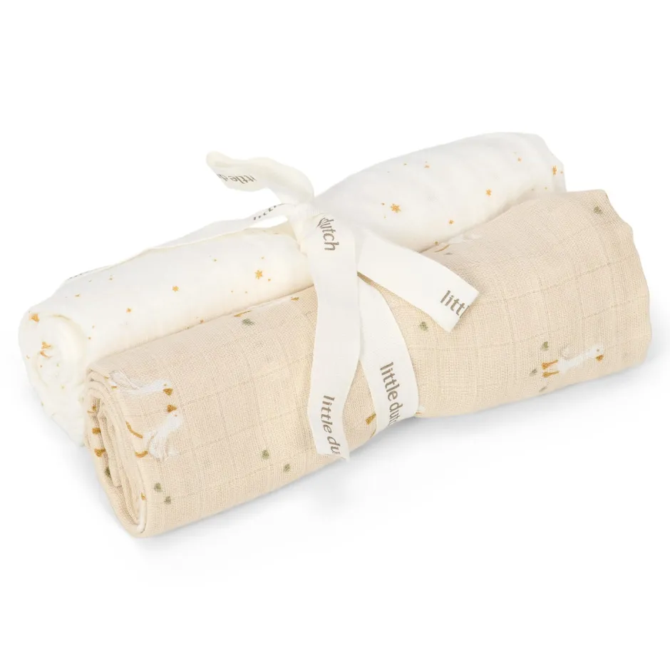 Little Dutch Hydrofiele Doeken|Omslagdoek^Swaddle - Beige - Newborn Naturals - Little Goose