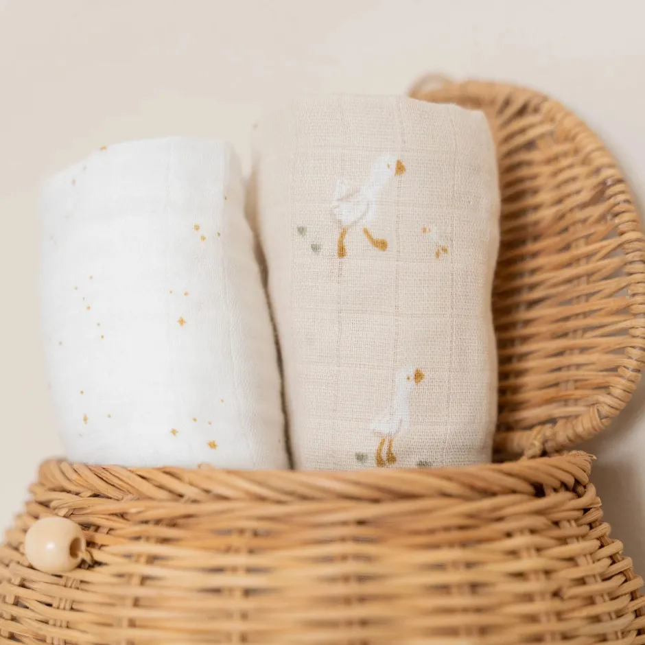 Little Dutch Hydrofiele Doeken|Omslagdoek^Swaddle - Beige - Newborn Naturals - Little Goose