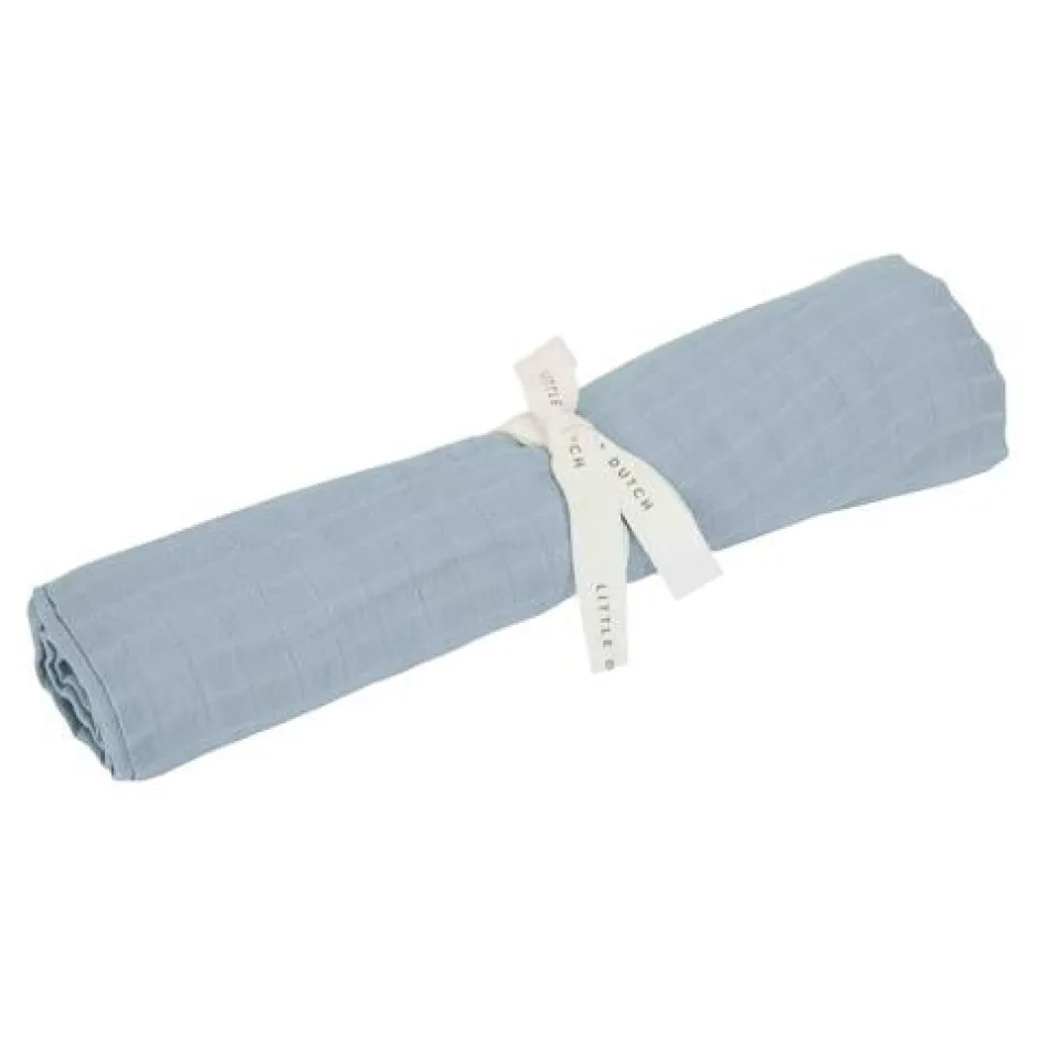 Little Dutch Hydrofiele Doeken|Omslagdoek^Swaddle - Blauw - Maat 120 cm - Essentials