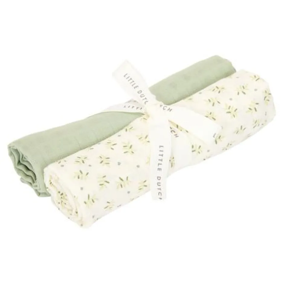 Little Dutch Hydrofiele Doeken|Omslagdoek^Swaddle - Groen - Essentials - Blueberry Leaves