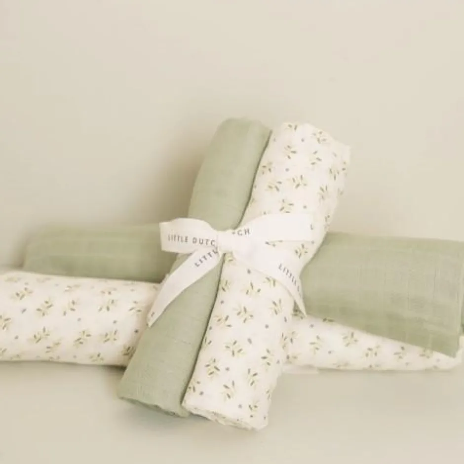 Little Dutch Hydrofiele Doeken|Omslagdoek^Swaddle - Groen - Essentials - Blueberry Leaves
