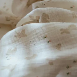 Little Dutch Hydrofiele Doeken|Omslagdoek^Swaddle - Wit - 120 cm - Newborn Naturals - Baby Bunny