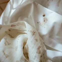 Little Dutch Hydrofiele Doeken|Omslagdoek^Swaddle - Wit - 120 cm - Newborn Naturals - Baby Bunny