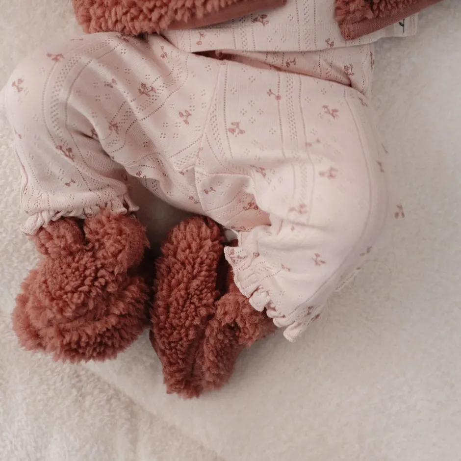 Little Dutch Accessoires^Teddy slofjes - Roze - Newborn Naturals