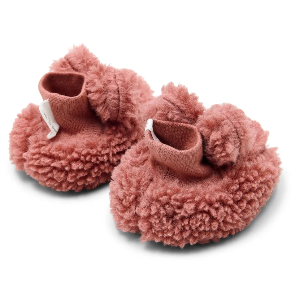 Little Dutch Accessoires^Teddy slofjes - Roze - Newborn Naturals
