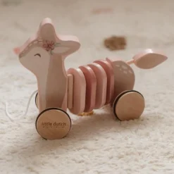Little Dutch Educatief Speelgoed|Houten Speelgoed^Trekdier Hert - Roze - Fairy Garden
