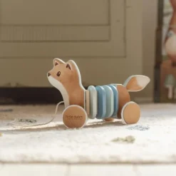 Little Dutch Educatief Speelgoed|Houten Speelgoed^Trekdier Vos - Blauw - Forest Friends