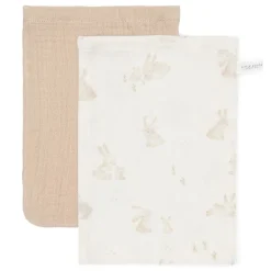 Little Dutch Washandjes & Monddoekjes^Washandjes set hydrofiel Baby Bunny / Beige