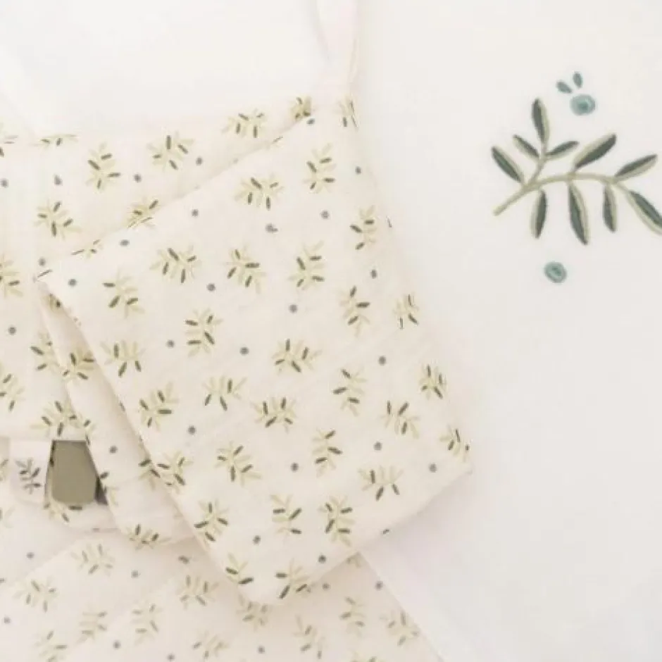 Little Dutch Lakens^Wieglaken - Groen - Essentials - Blueberry Leaves