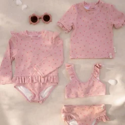 Little Dutch Zwemkleding|Meisjes Kleding^Zwemshirt korte mouw - Lichtroze - Sunny Flowers