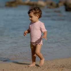 Little Dutch Zwemkleding|Meisjes Kleding^Zwemshirt korte mouw - Lichtroze - Sunny Flowers