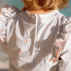 Little Dutch Meisjes Kleding|Zwemkleding^Zwemshirt lange mouw - Blauw - Sunny Flowers