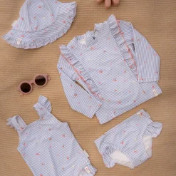 Little Dutch Meisjes Kleding|Zwemkleding^Zwemshirt lange mouw - Blauw - Sunny Flowers